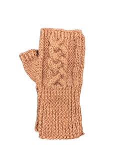 Cable Fingerless Mittens - Plum