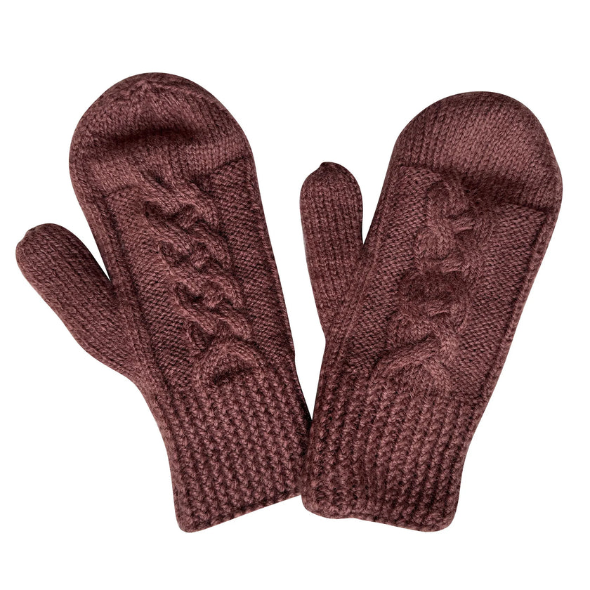 Cable Mittens -Plum