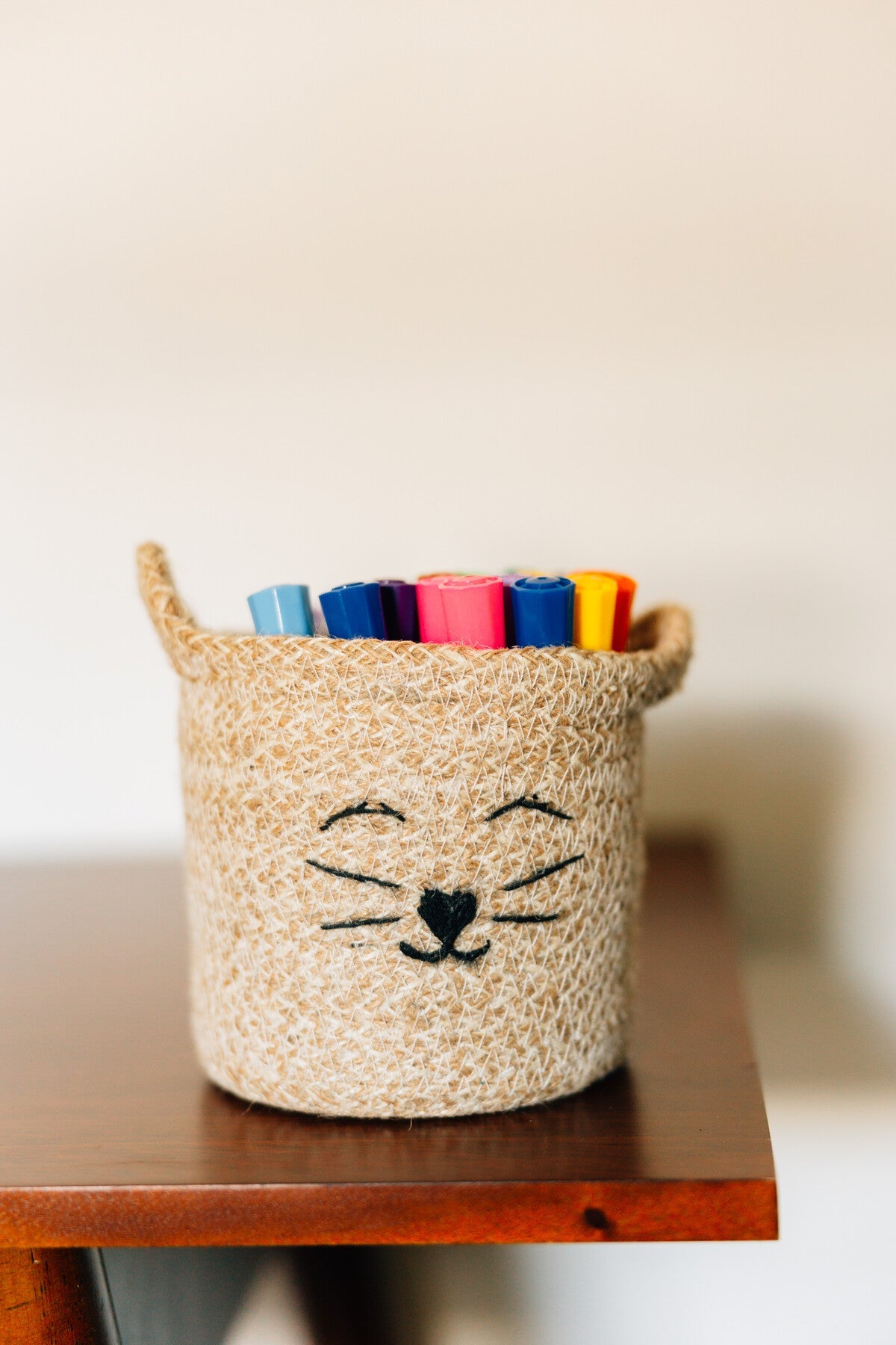 Cat Face Jute Basket - Small