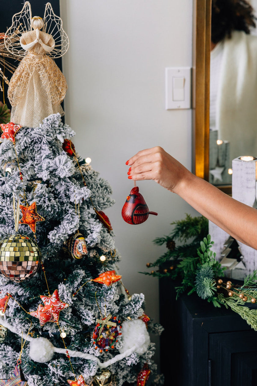 Cardinal Gourd Ornament
