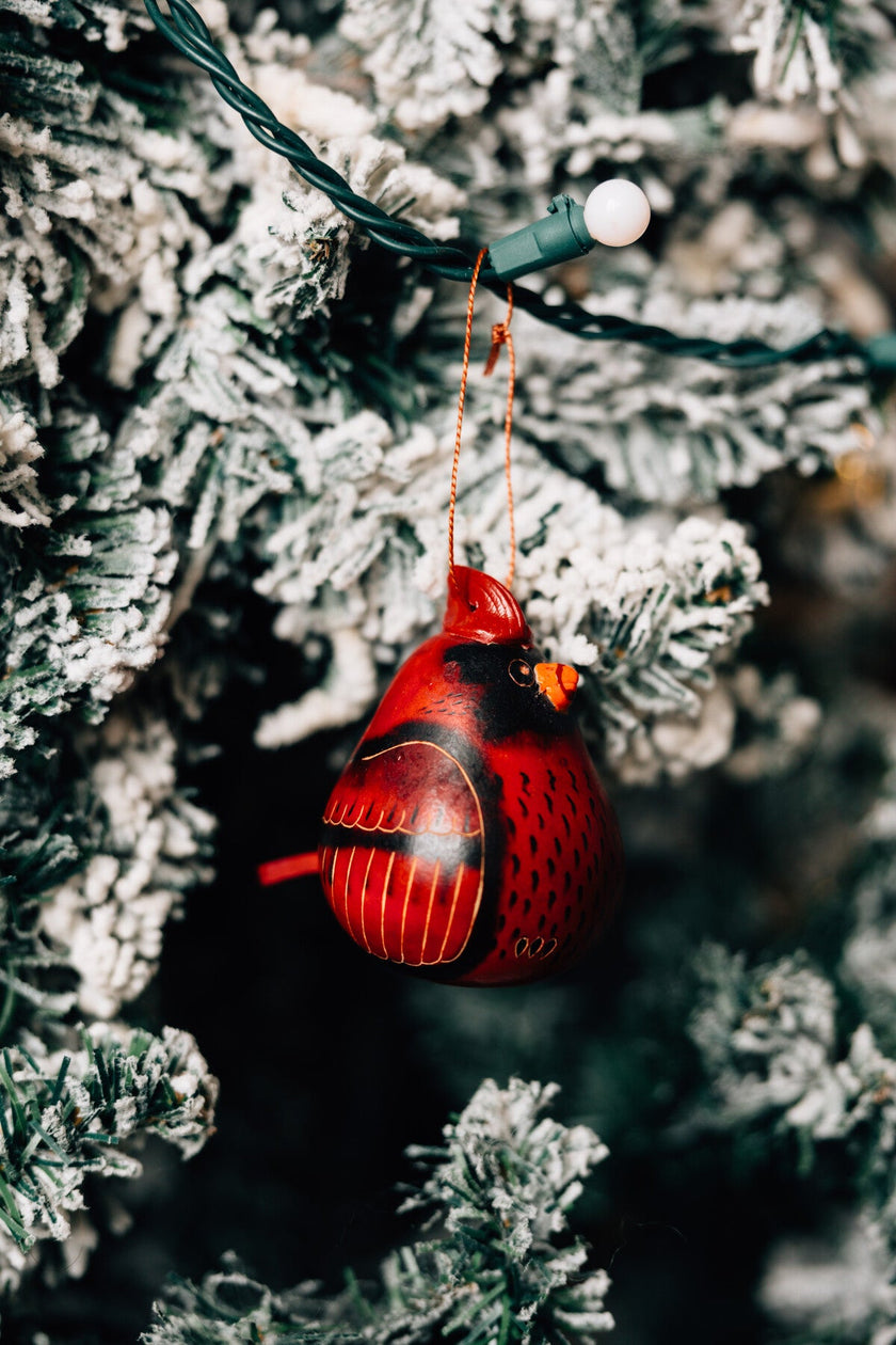 Cardinal Gourd Ornament