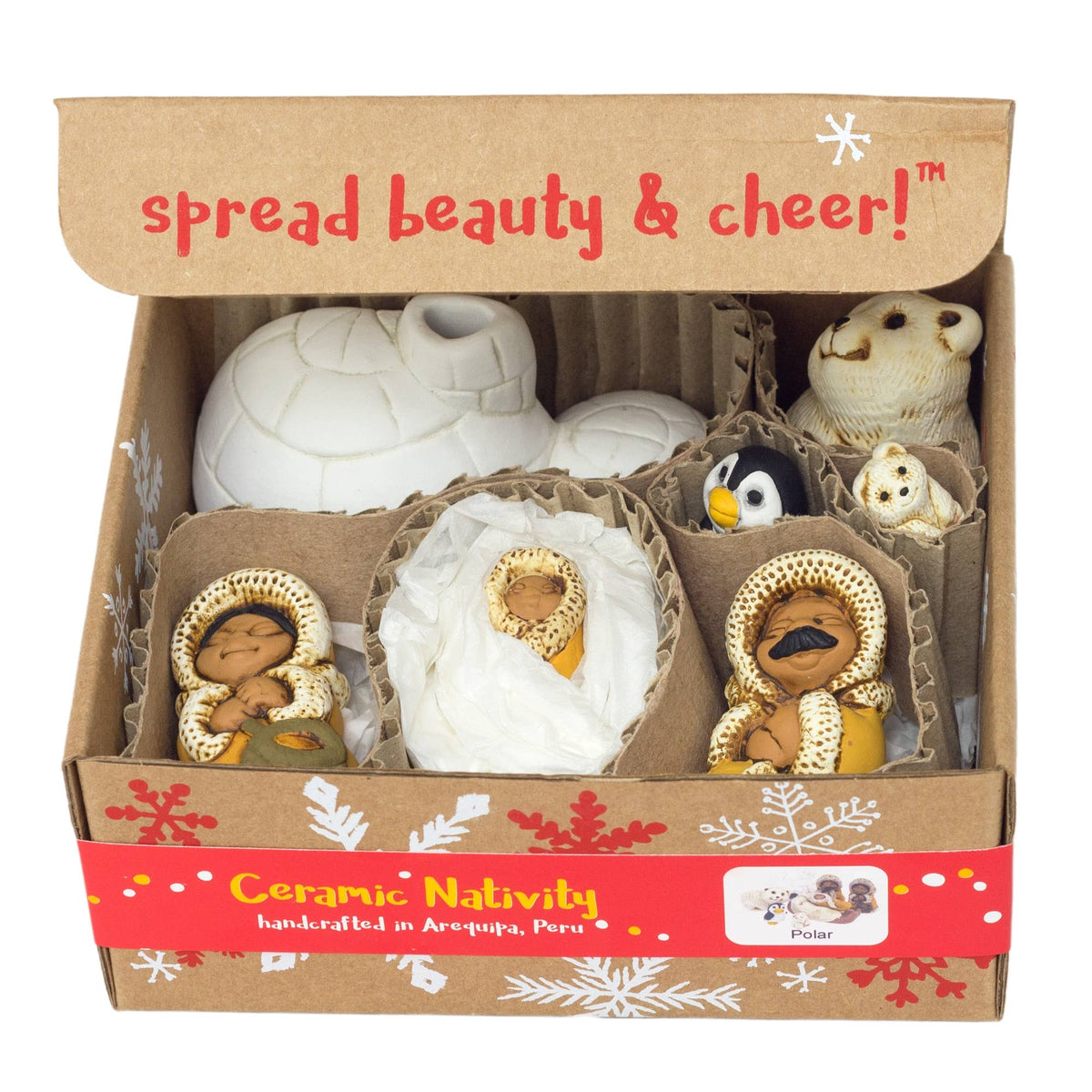 Ceramic Nativity Polar Set of 8 : North Pole Christmas