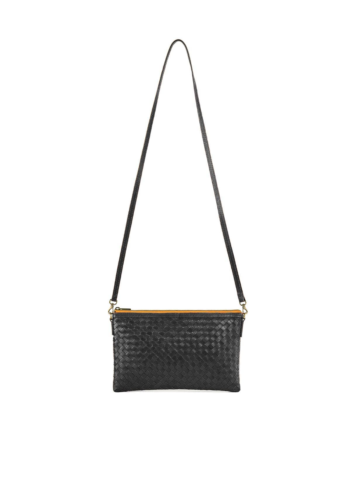 Woven Crossbody Clutch: Black