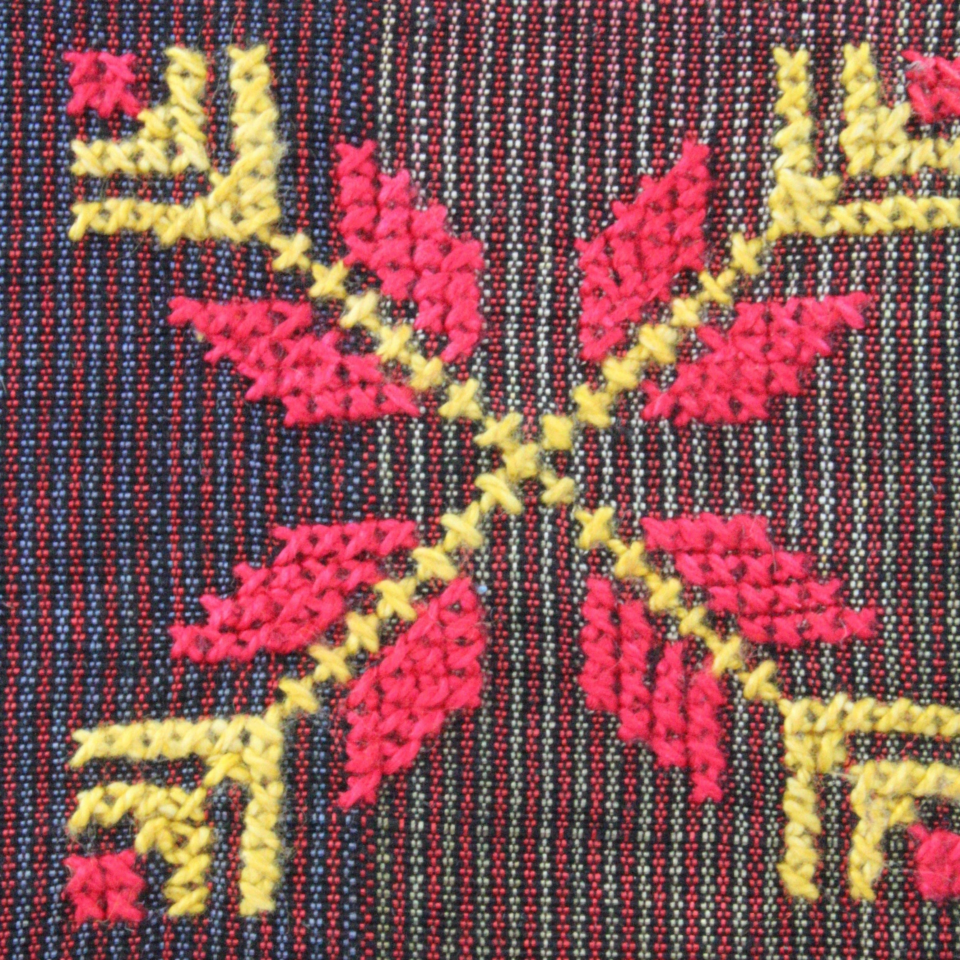 Edith Handcrafted Crossbody: Mauve - Red & Yellow Embroidery