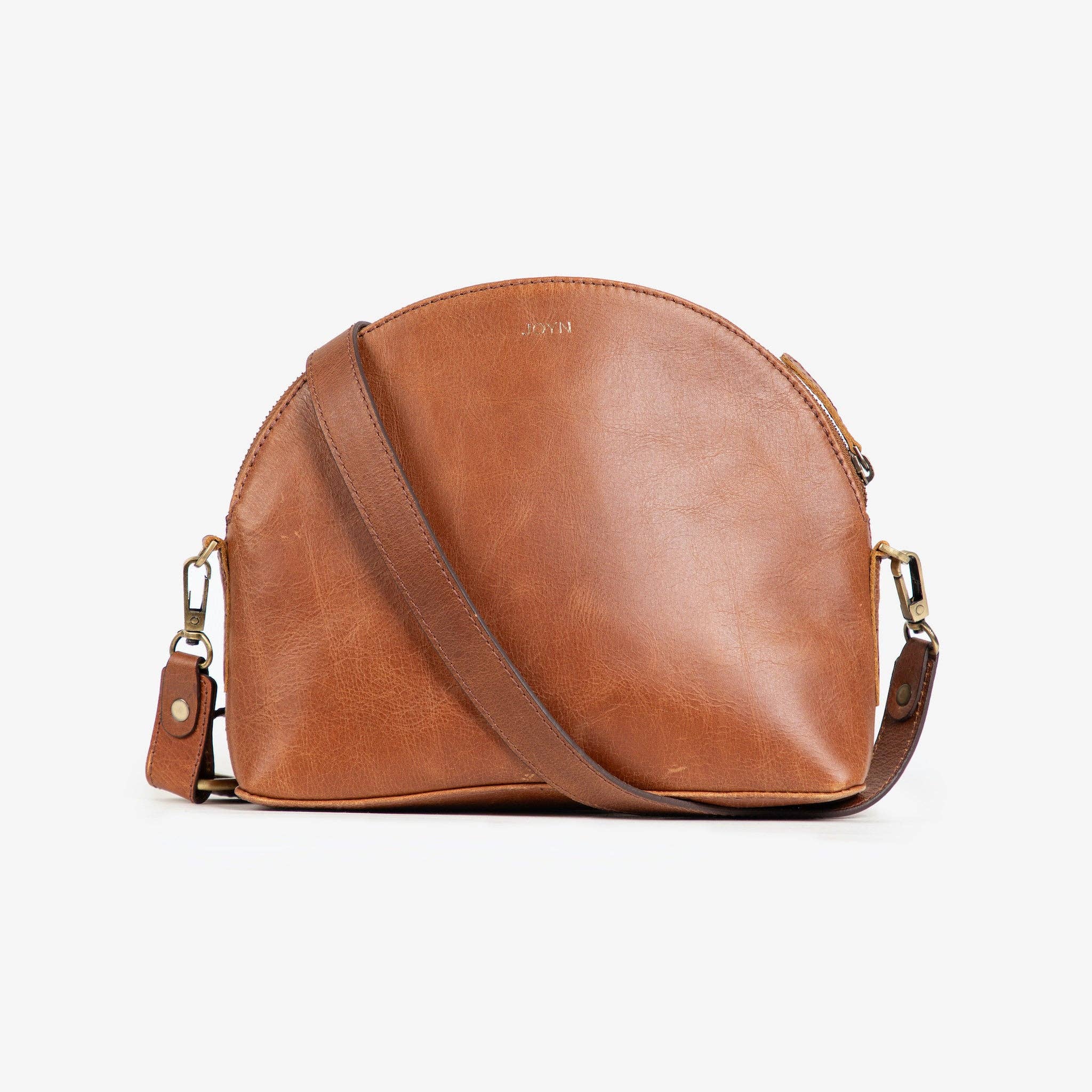Pebbled Leather Halfmoon Crossbody - Vintage