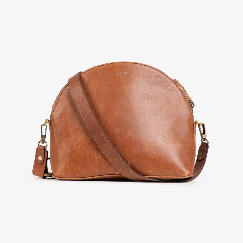Pebbled Leather Halfmoon Crossbody - Vintage