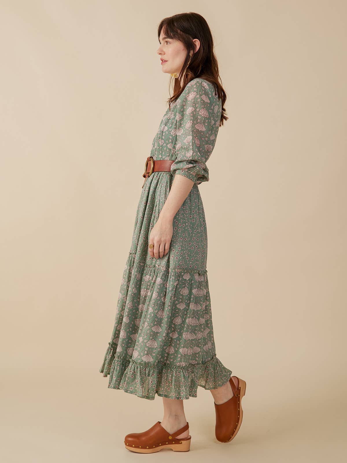 Britta Long Sleeve Tiered Dress Aegean Teal Mix: Aegean Teal Mix / L