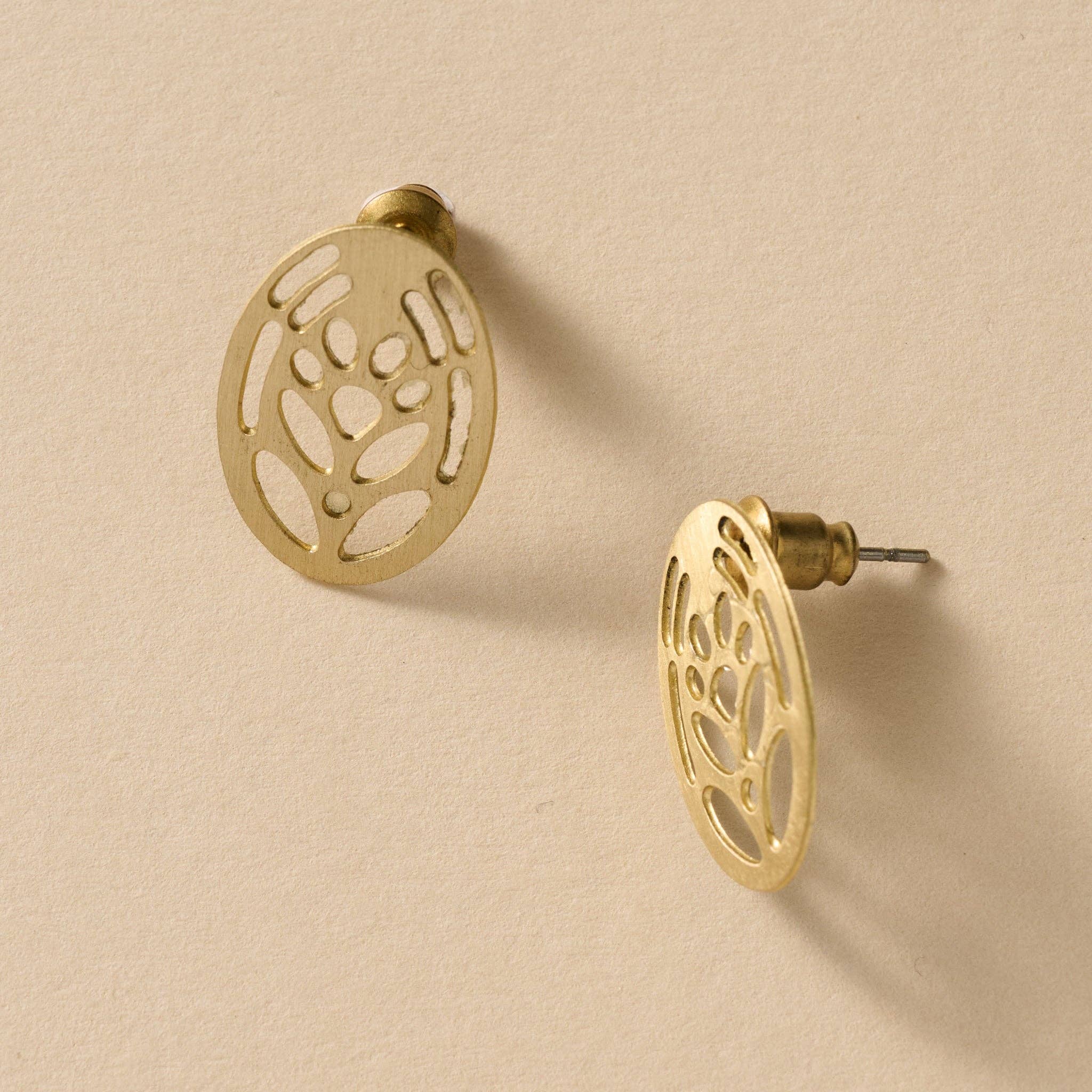 Jana Punched Brass Post Earrings