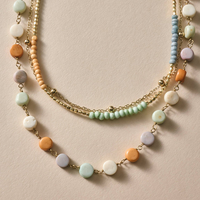 Haddee Three Chain Bead Necklace