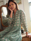Britta Long Sleeve Tiered Dress Aegean Teal Mix: Aegean Teal Mix / L