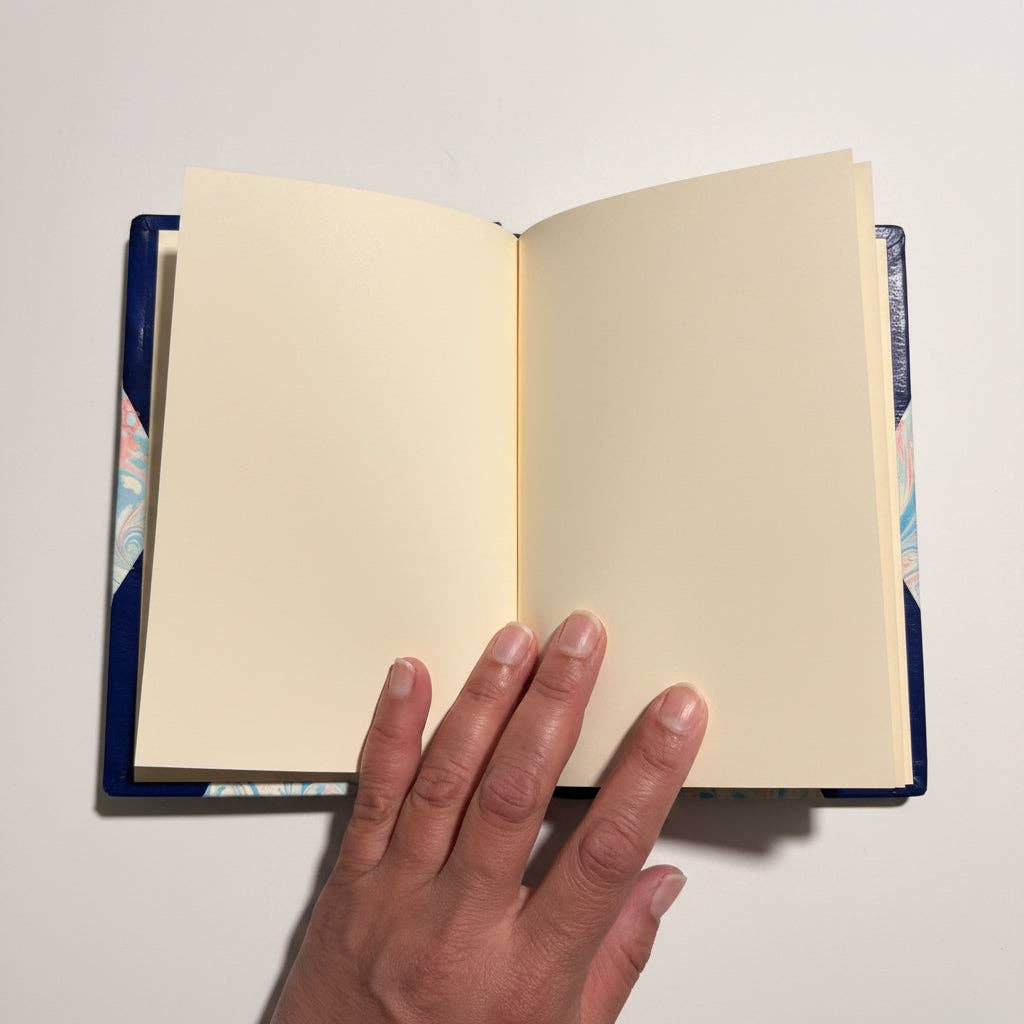 Handcrafted Marbled Paper Journal - Blue