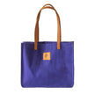 Canvas Tote Bag – Leather Handle Shoulder Bag: Navy blue