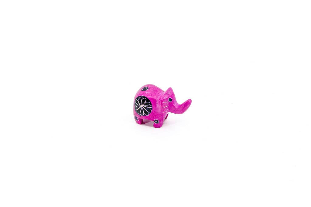 Soapstone Mini Elephant Figurine: Multi-Colored