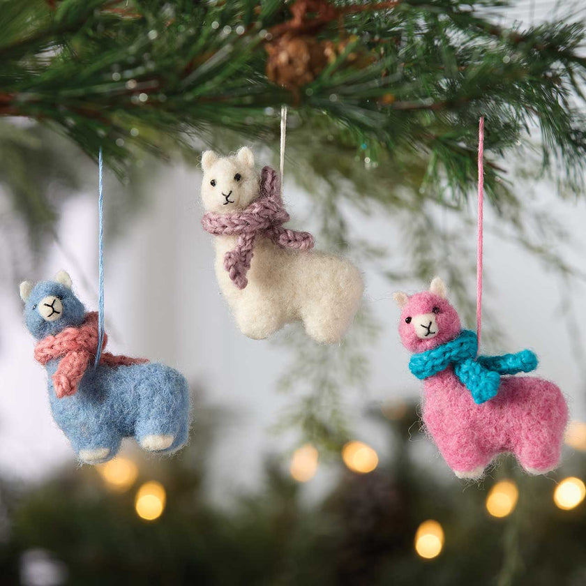 Cozy Llama Christmas Ornaments