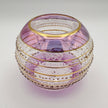 Blown Glass Candle Holder - Sparkle Rings with Pink Rim