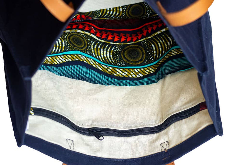 Canvas Tote Bag – Leather Handle Shoulder Bag: Jungle Green