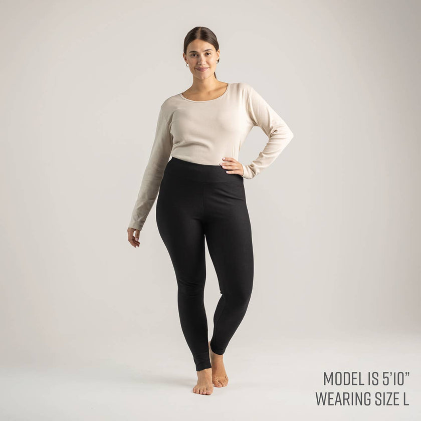 Organic Cotton Fleece Leggings: Black / S