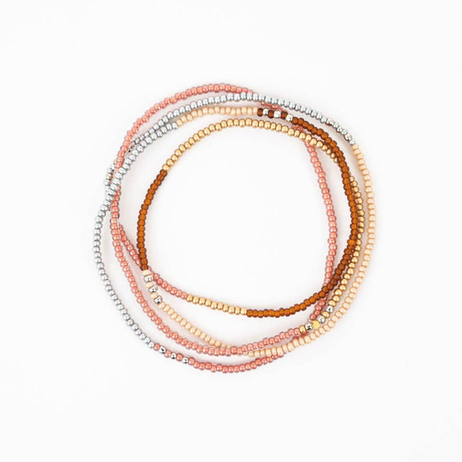 Beaded Stretch Necklace/Wrap Bracelet: Pink Sand
