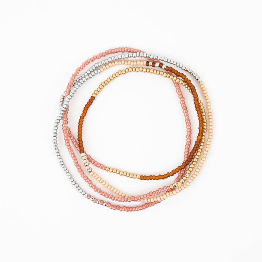 Beaded Stretch Necklace/Wrap Bracelet: Pink Sand