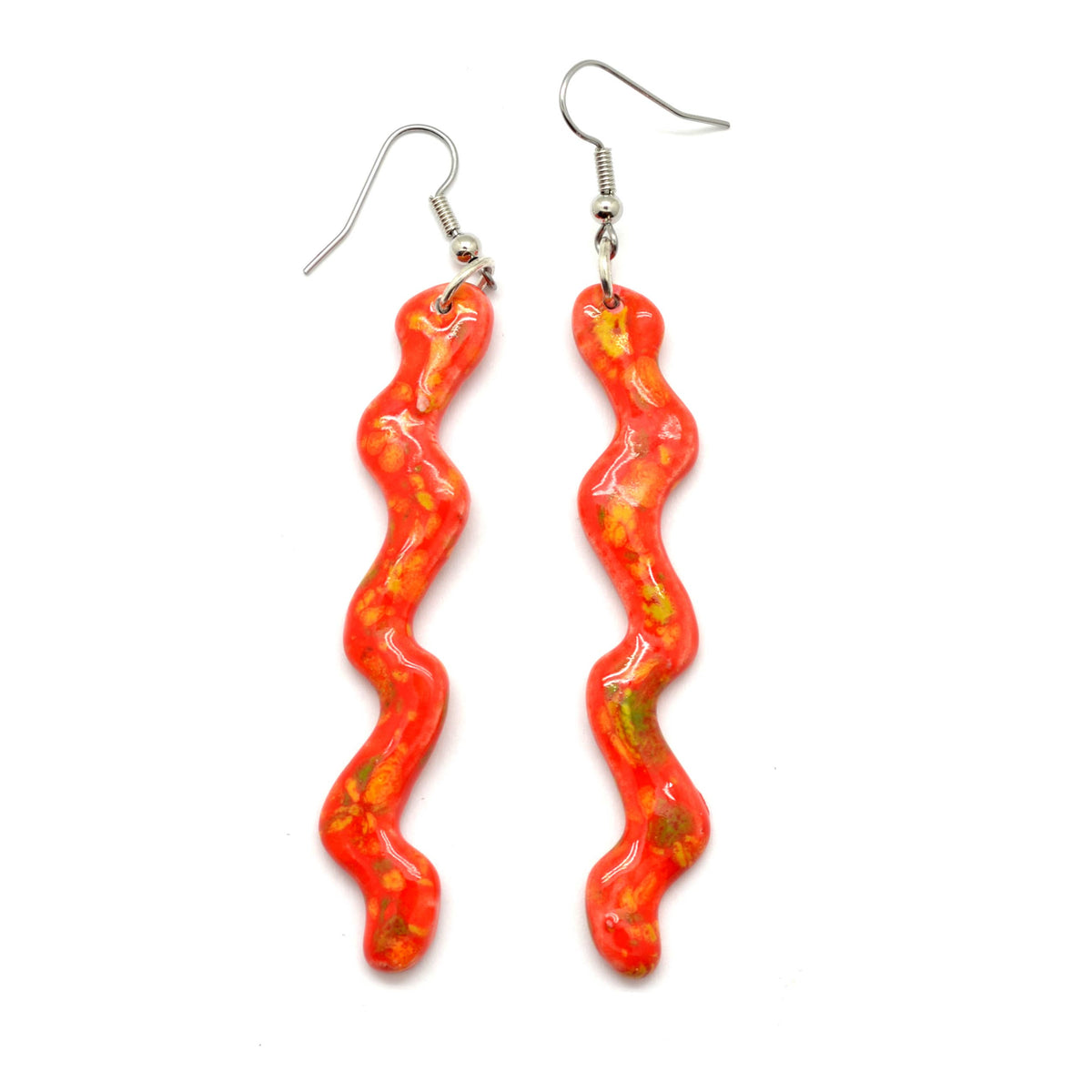 Ceramic Squiggle Dangle Earrings