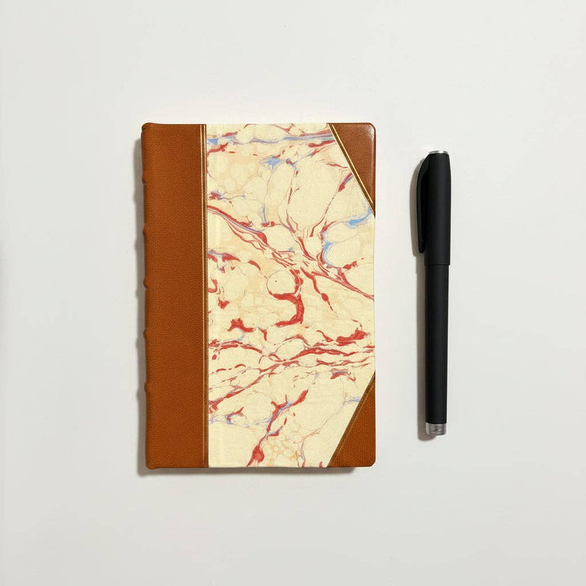 Handcrafted Marbled Paper Journal - Havane