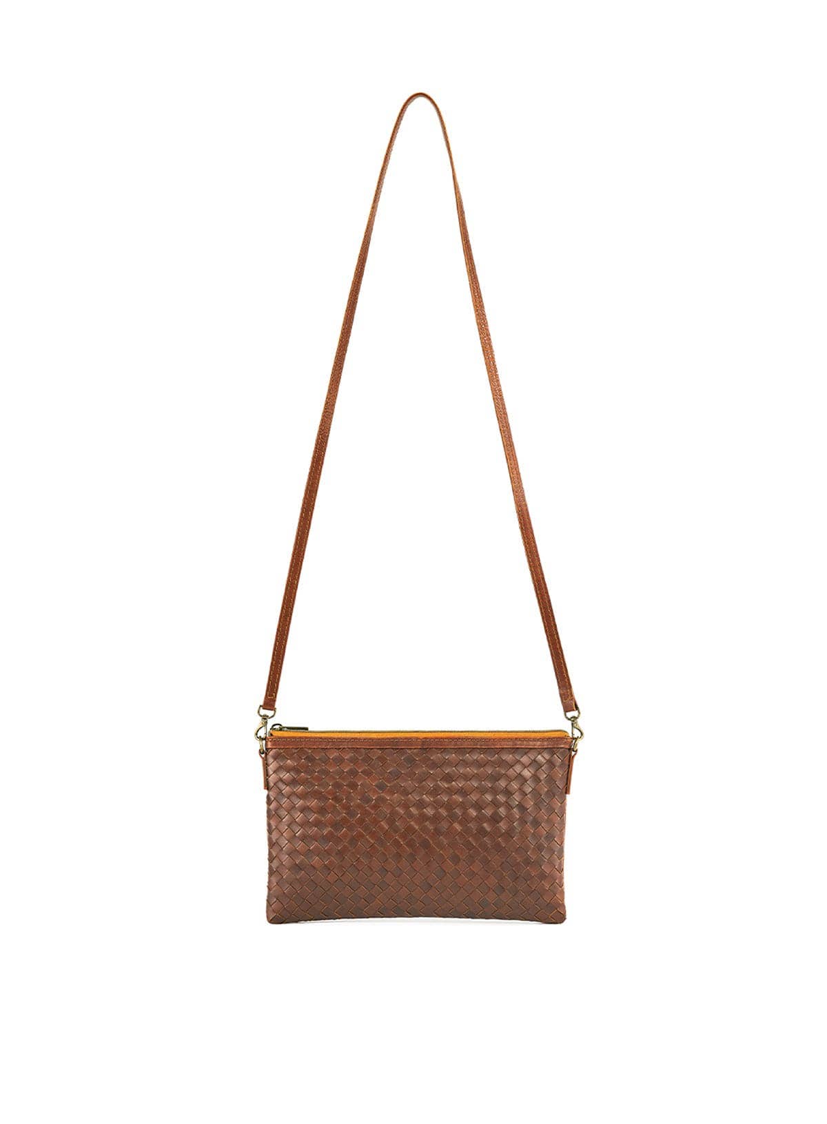 Woven Crossbody Clutch: Mahogany