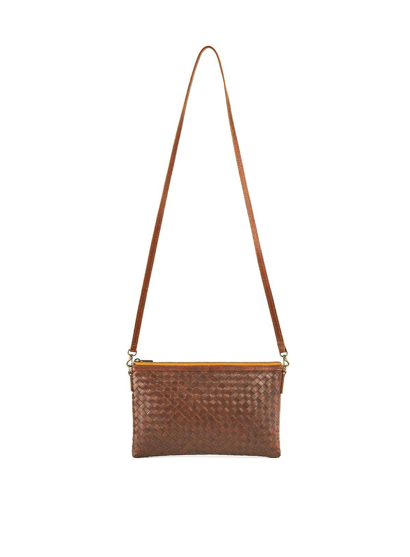 Woven Crossbody Clutch: Mahogany