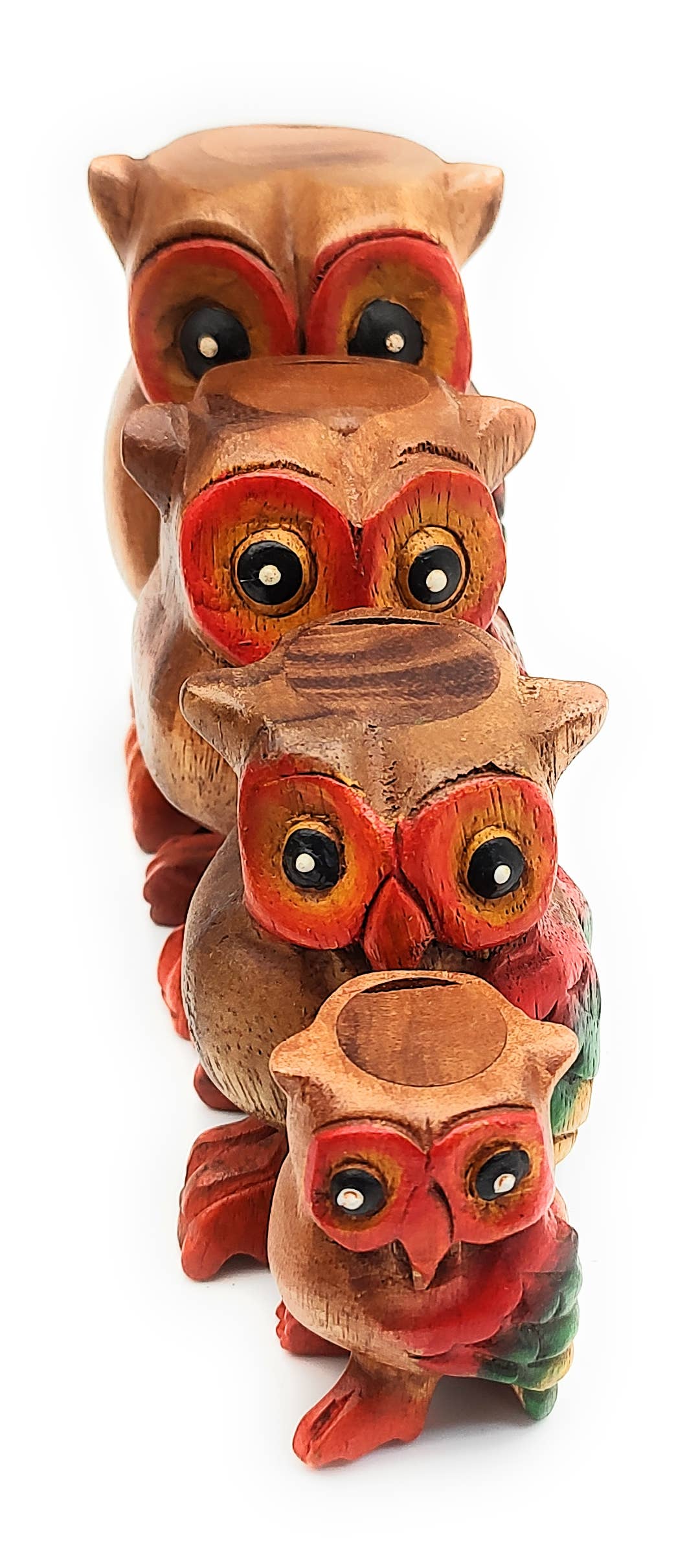 Color Wooden Hooting Owl - 2 Inch