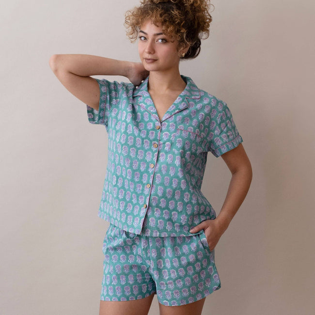 Short Sleeve/Shorts Pajama Set- Malin Clover: XL