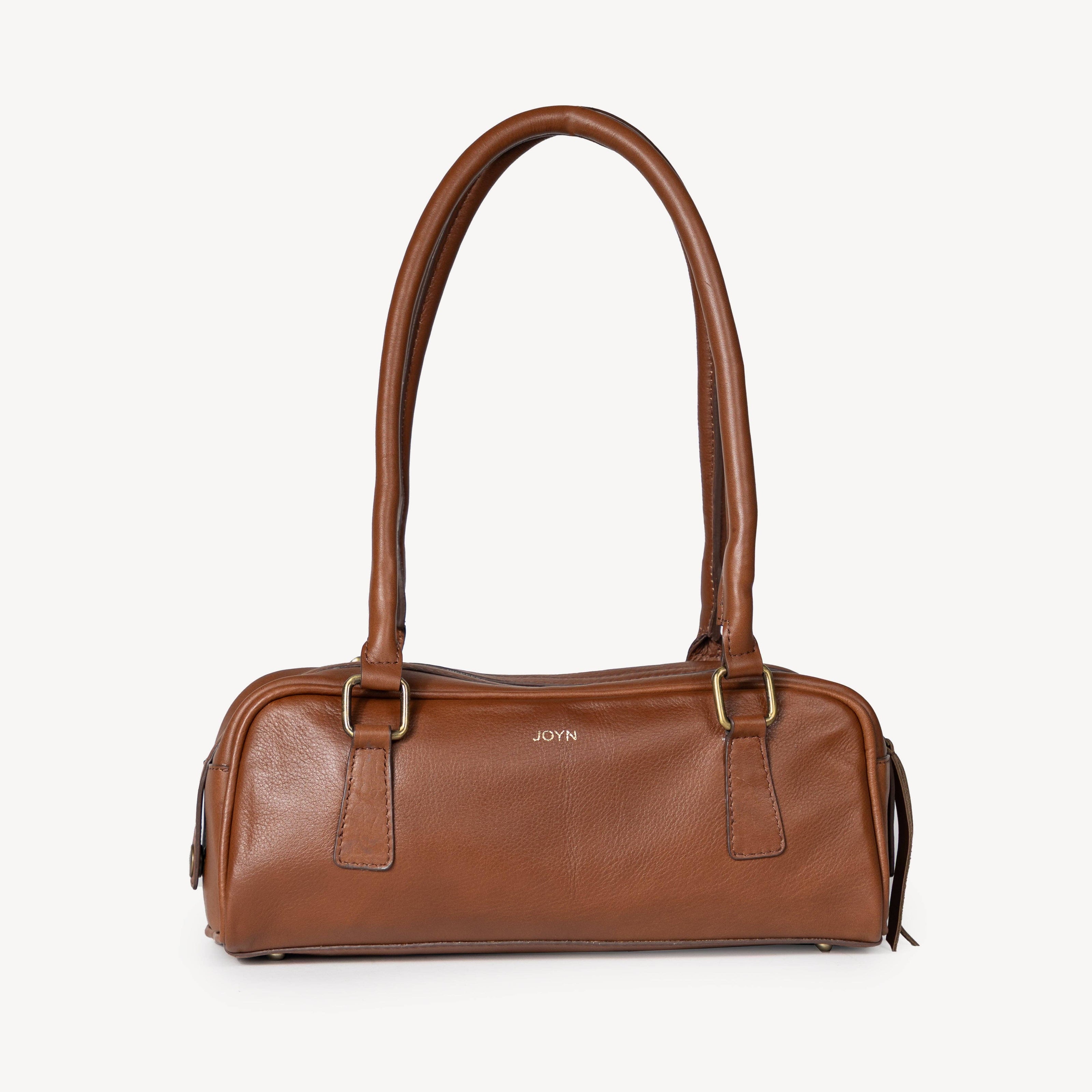 Pebbled Leather Bowler Bag - Vintage Brown