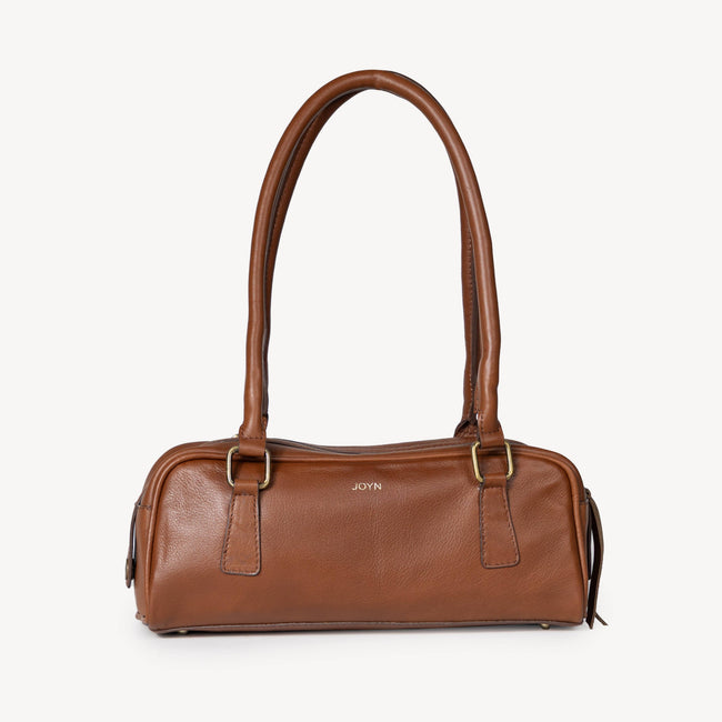 Pebbled Leather Bowler Bag - Vintage Brown