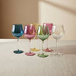 Blown Glass Long Stem Wine Glass: Iridescent Green