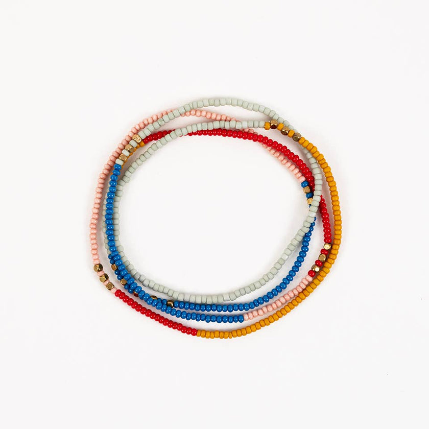 Beaded Stretch Necklace /Wrap Bracelet: Retro Red