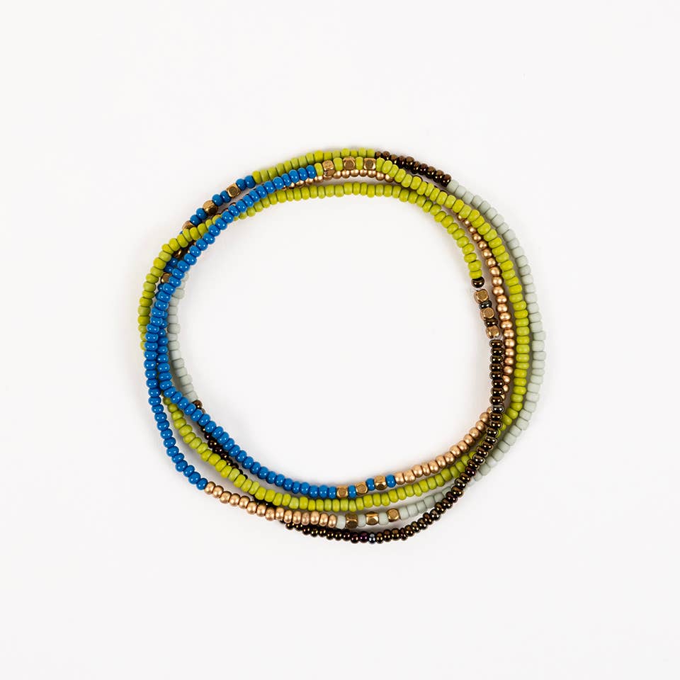 Beaded Stretch Necklace /Wrap Bracelet: Jungle Green