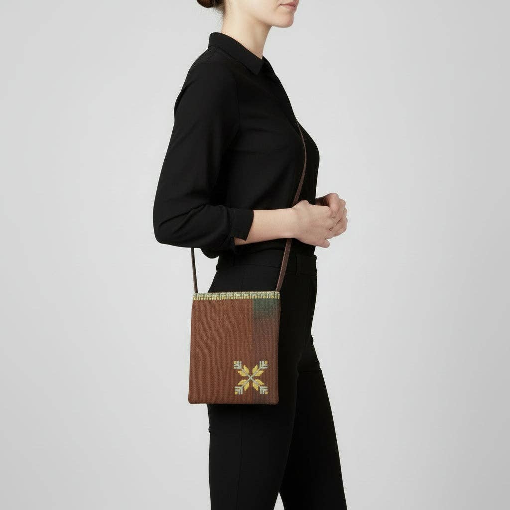 Edith Handcrafted Crossbody: Mauve - Red & Yellow Embroidery