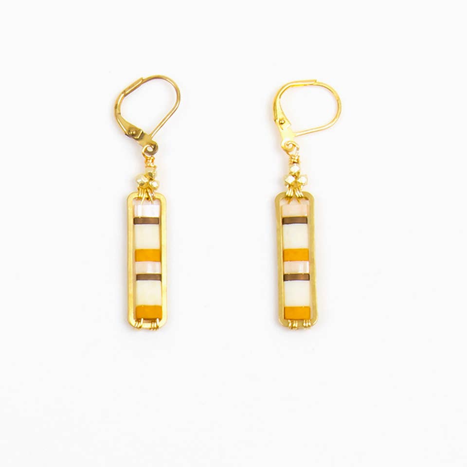 Miyuke Colorblock Dangle Earrings: Sand