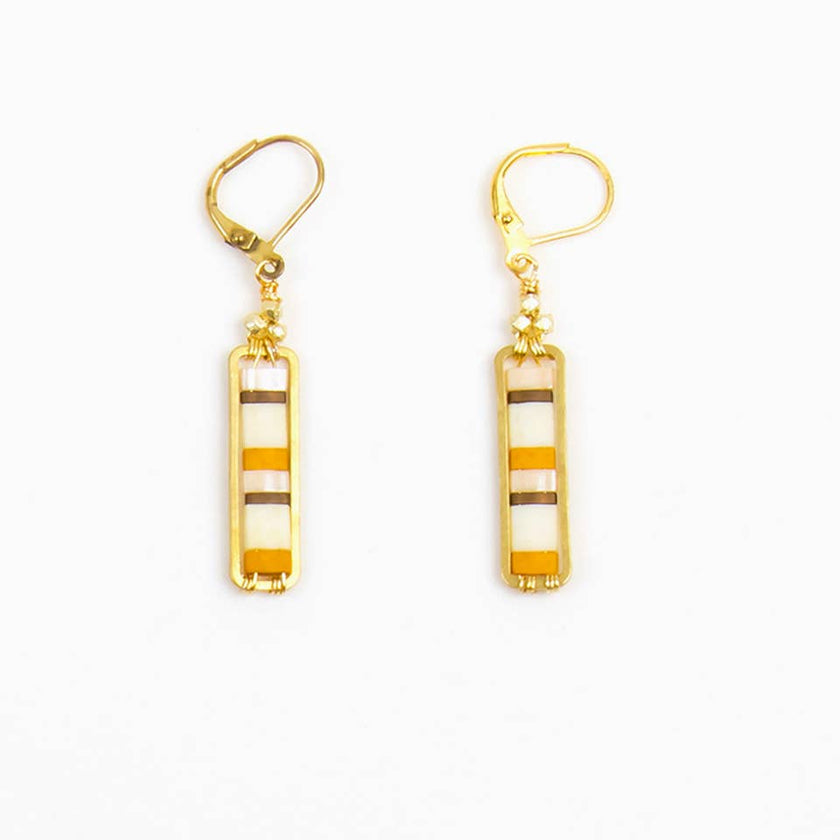 Miyuke Colorblock Dangle Earrings: Sand