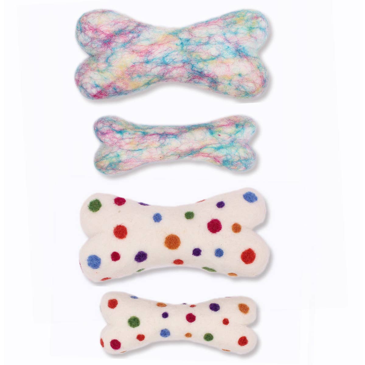 Eco Wool Dog Bones/Toys:  Tye-Dyed / Large