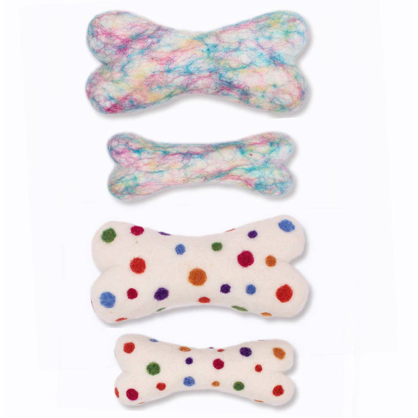 Eco Wool Dog Bones/Toys:  Tye-Dyed / Large