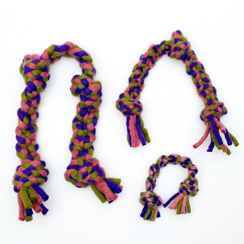 Dharma Dog Toy - Knotted Rope Pull: Purple/ Green