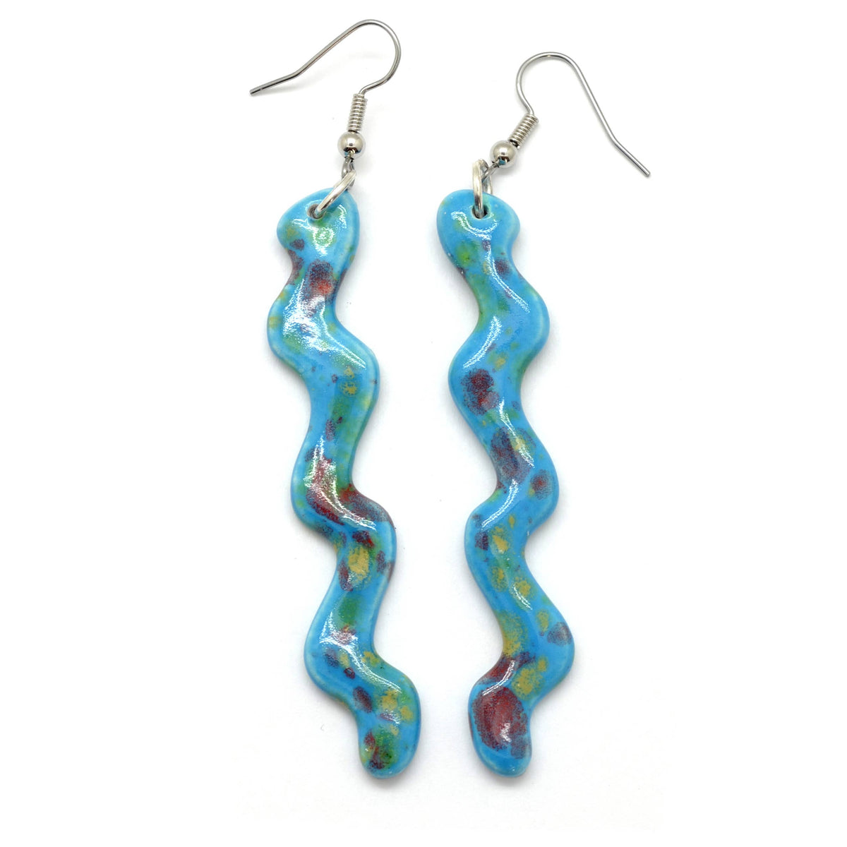 Ceramic Squiggle Dangle Earrings