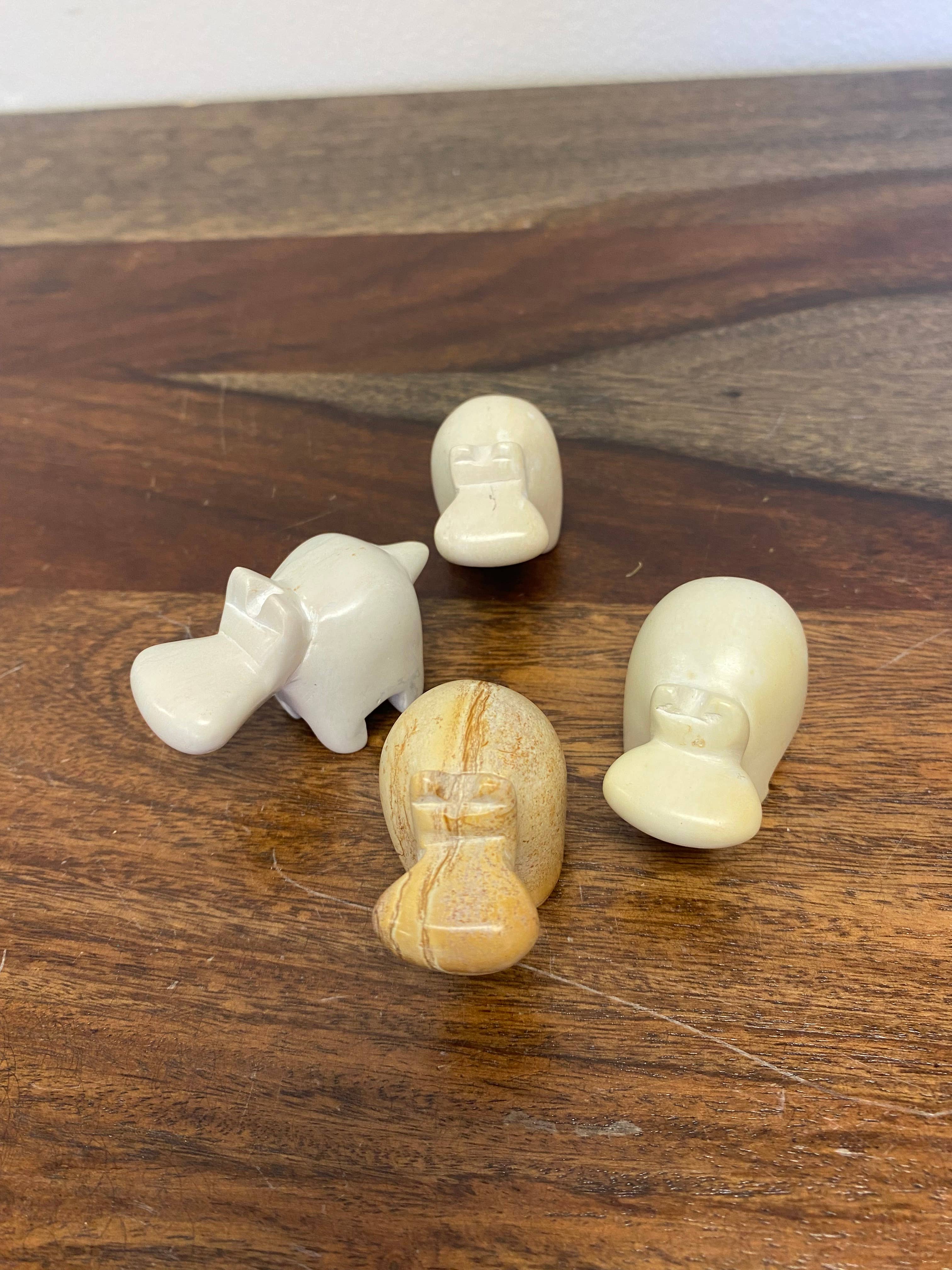 Soapstone Mini Hippo Figurine: Assorted Colors