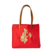 Canvas Tote Bag – Leather Handle Shoulder Bag: Navy blue