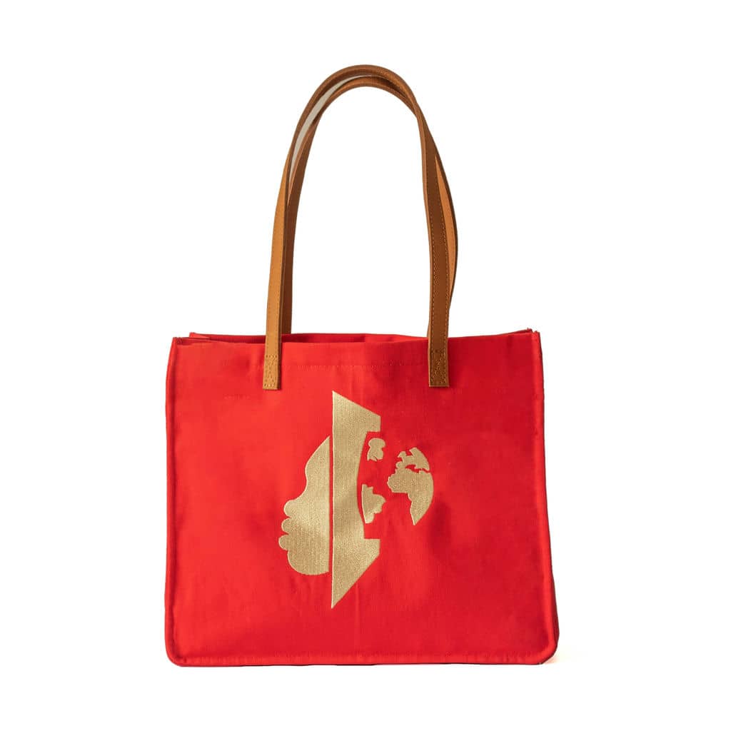 Canvas Tote Bag – Leather Handle Shoulder Bag: Jungle Green