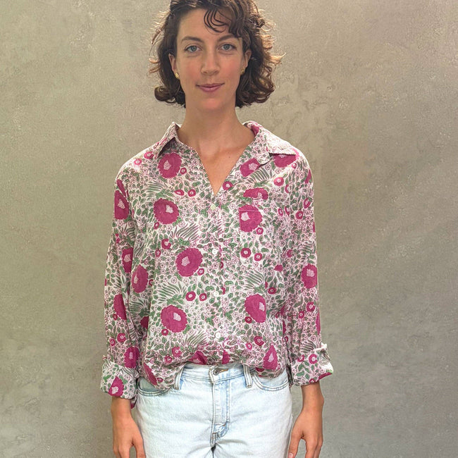 Pali Top- Capri Pink in Lightweight Cotton