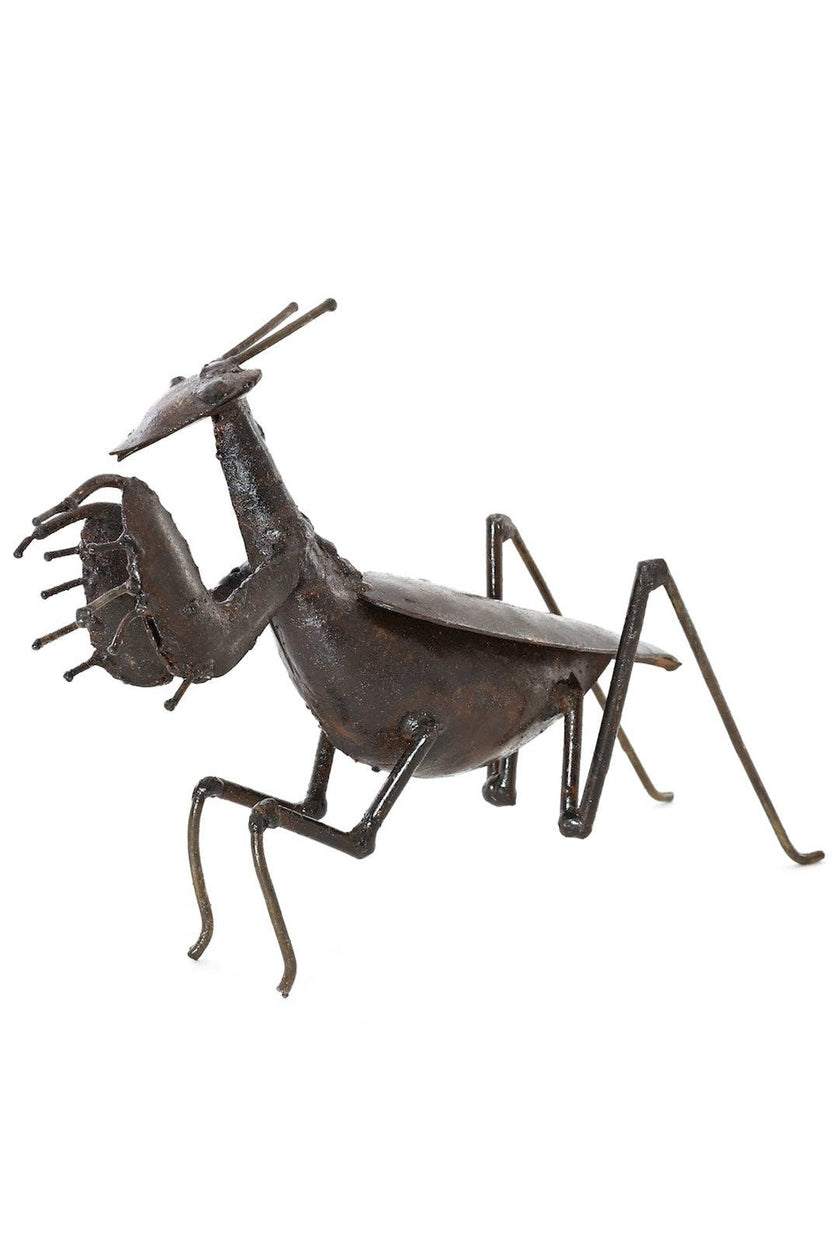Recycled Metal Praying Mantis Sculpture