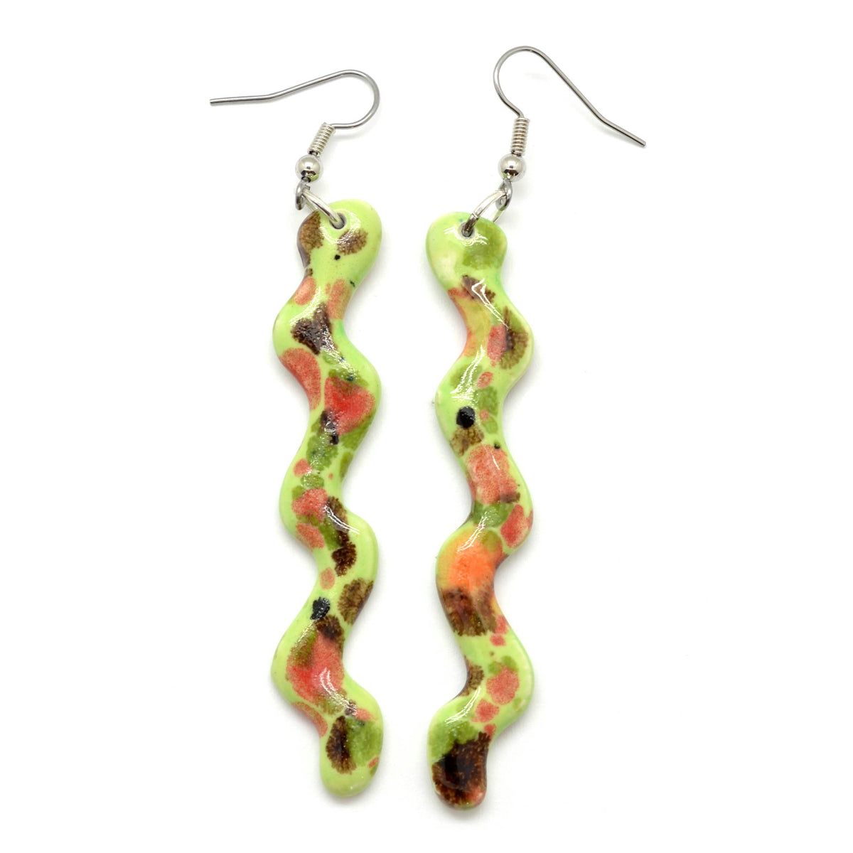 Ceramic Squiggle Dangle Earrings