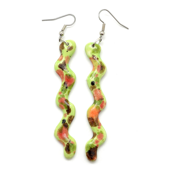 Ceramic Squiggle Dangle Earrings