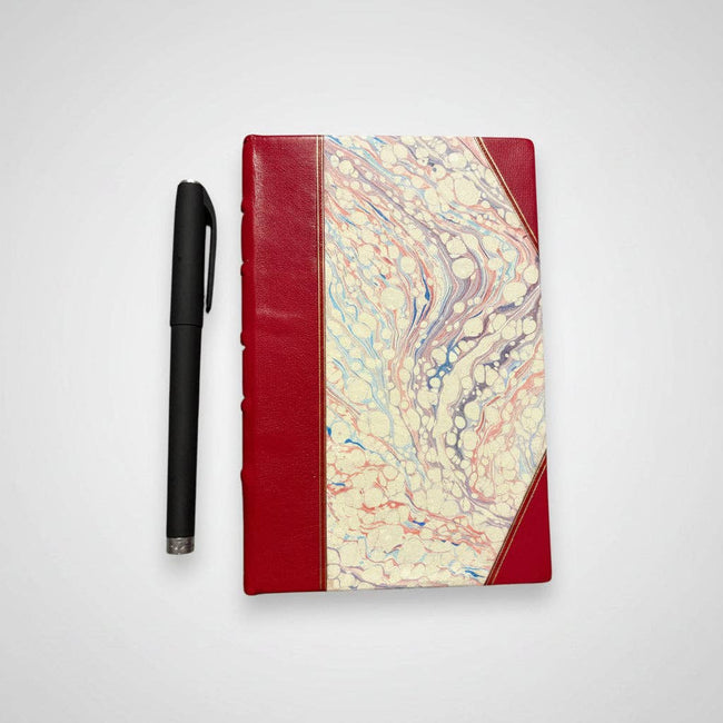 Handcrafted Marbled Paper Journal - Red