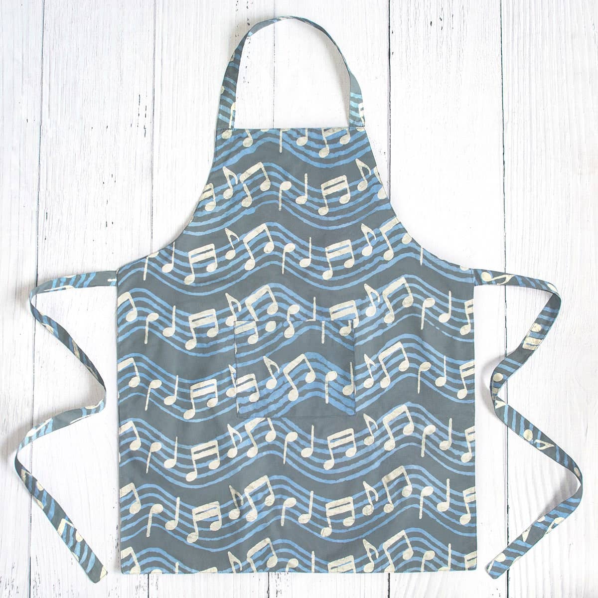 Apron Reversible: Music Notes - Charcoal-Organic